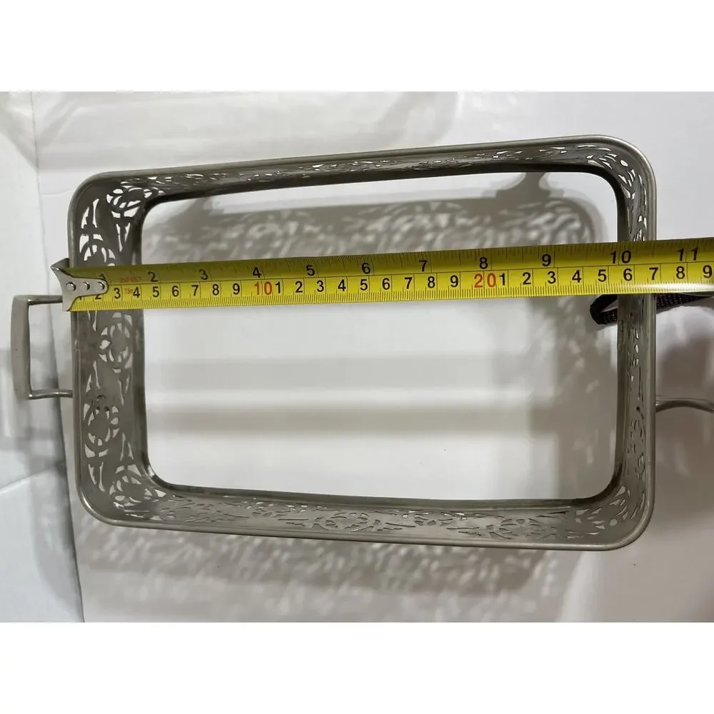 Vtg Footed Rectangular Serving Tray With‎ Pyrex Serving Dish